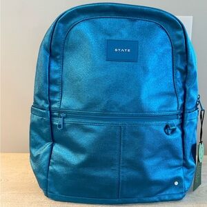 STATE Metallic Blue Kids Kane Large Backpack NWT